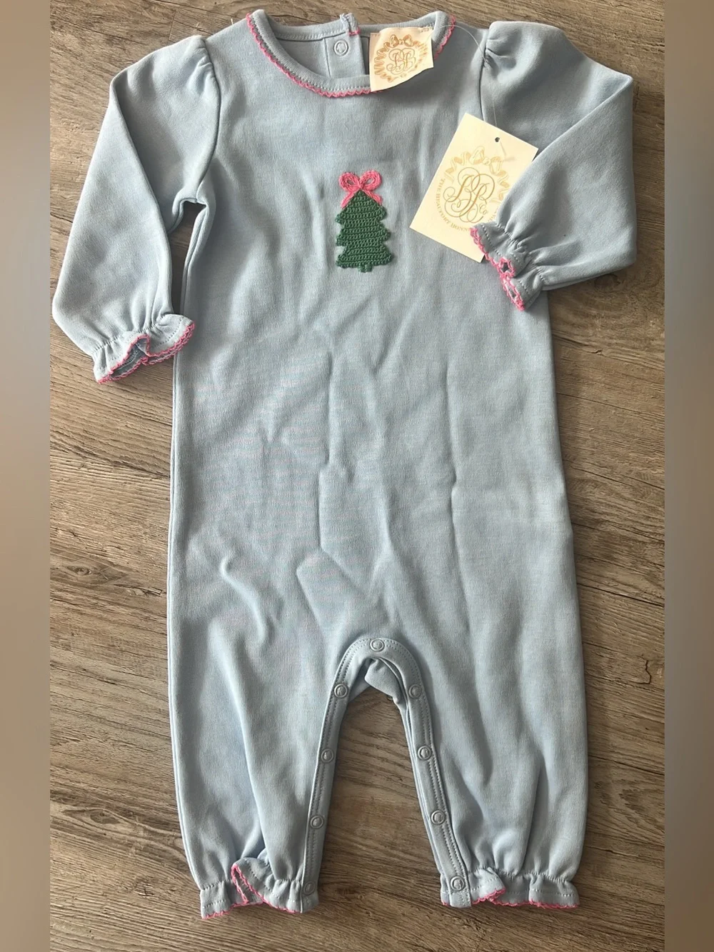 The Beaufort Bonnet Company Ruffle Romper with Christmas Tree